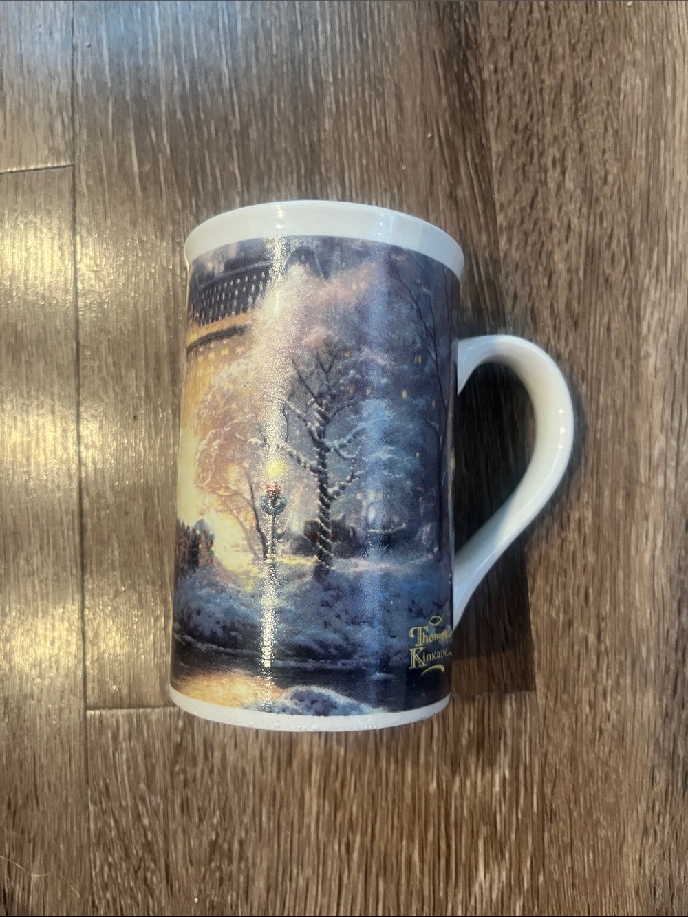 Thomas Kinkade ‘Holiday at Central Park’ Mug - Blue, White, Gold